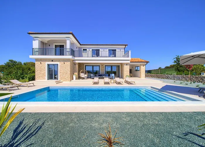 Luxury Harmony With Heated Pool And Seaview 别墅 Vrh (Krk)